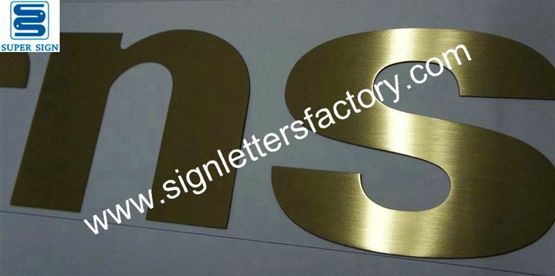 flat cut solid brushed brass sign letters
